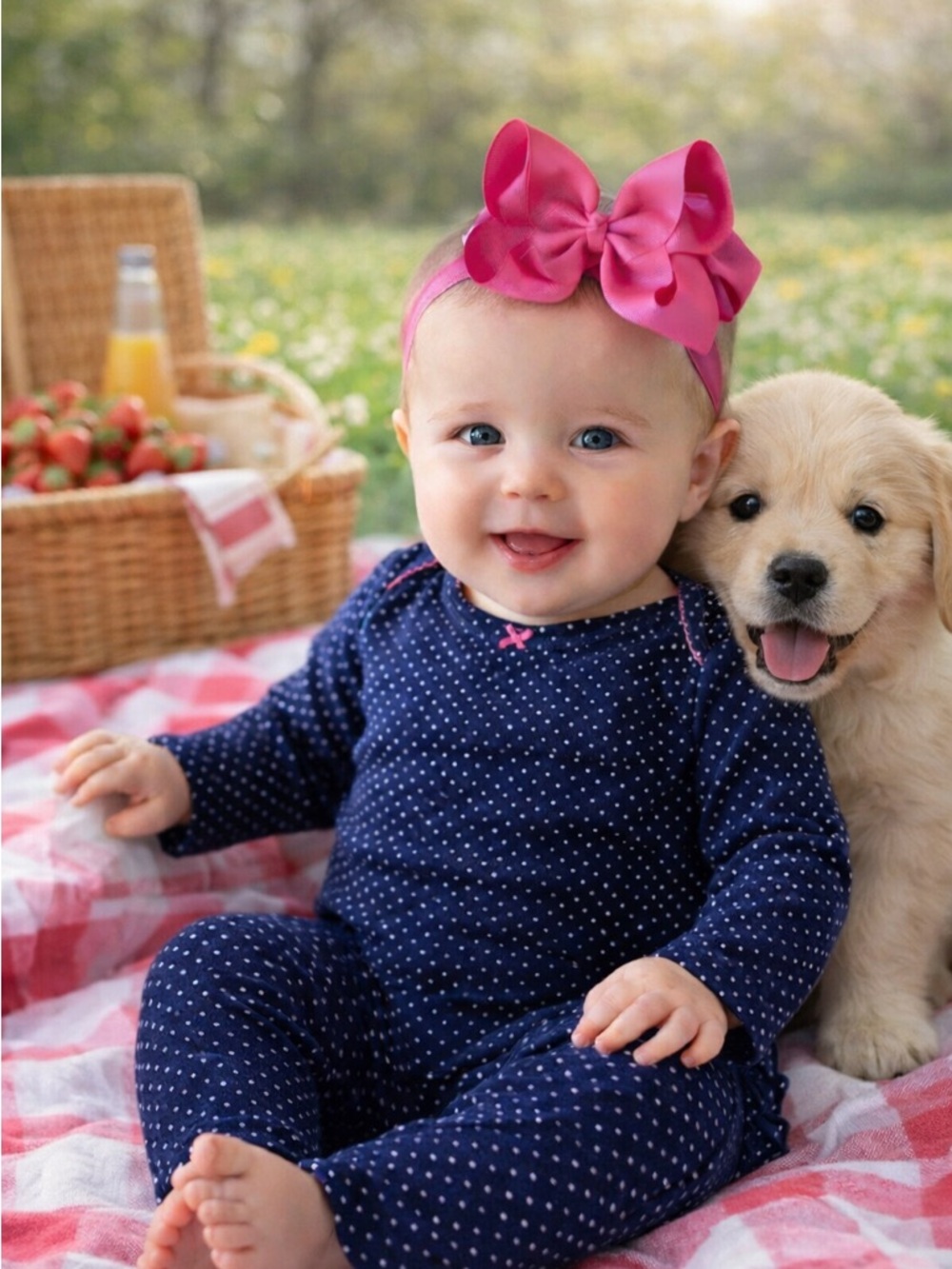 Carter’s Baby Girl Outfit 3-6M Simple Joys Navy Polka Dot Set Ruffle Pants + Bow